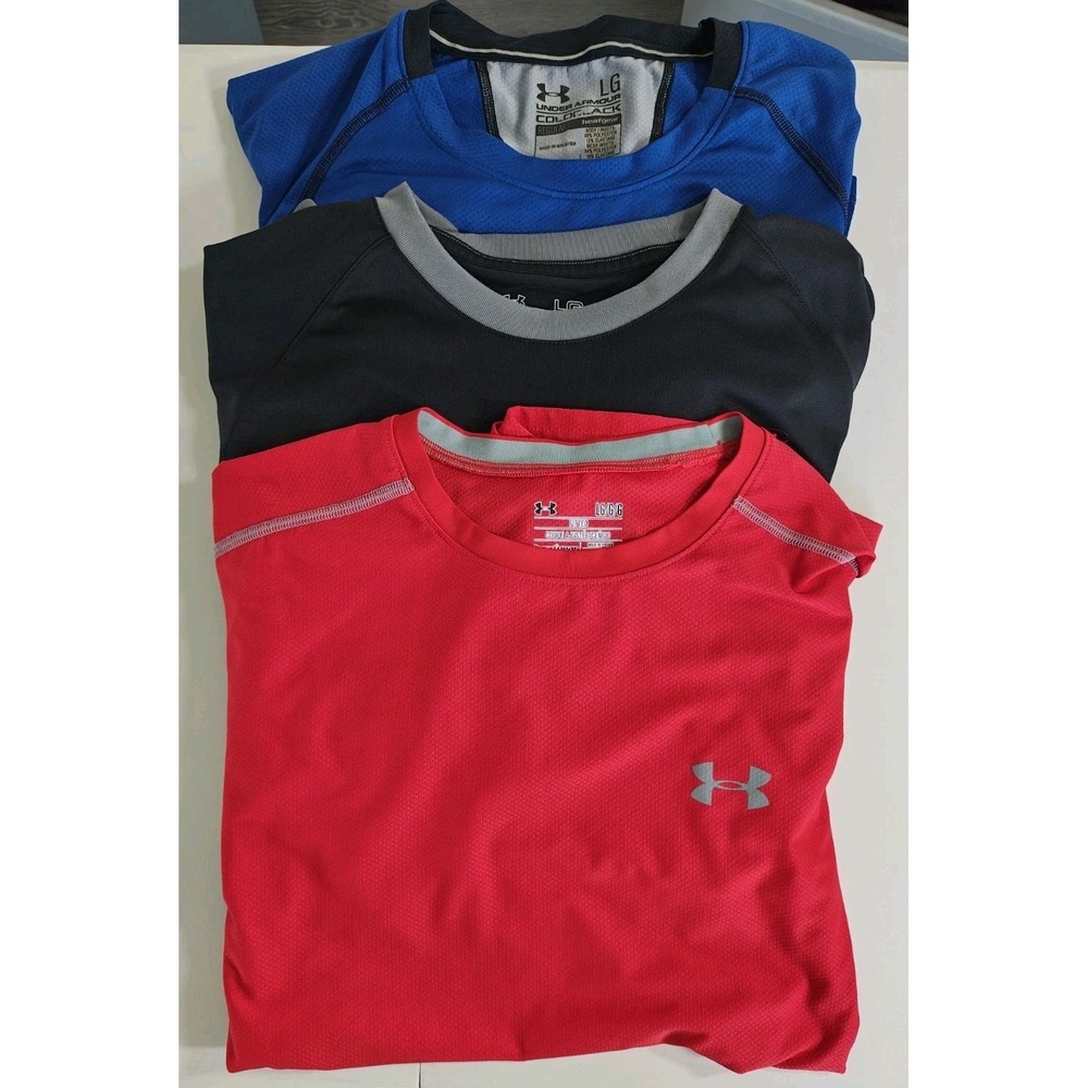 Under Armour HeatGear Performance Shirts Lot Three Mens Large Athletic...